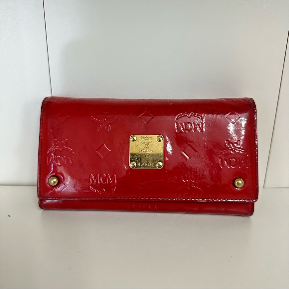 Authentic MCM long patent wallet